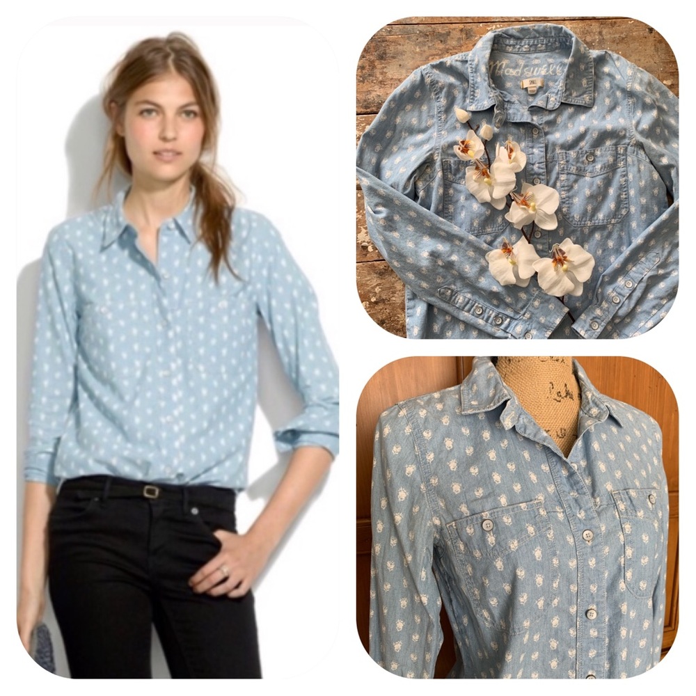 Madewell Chambray Rosebuds Button Up Shirt